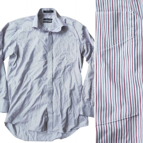 Forsyth of Canada 2 Ply 100's No Iron Tailored Fit Stripe Dress Shirt 15.5 34/35 - Picture 1 of 9